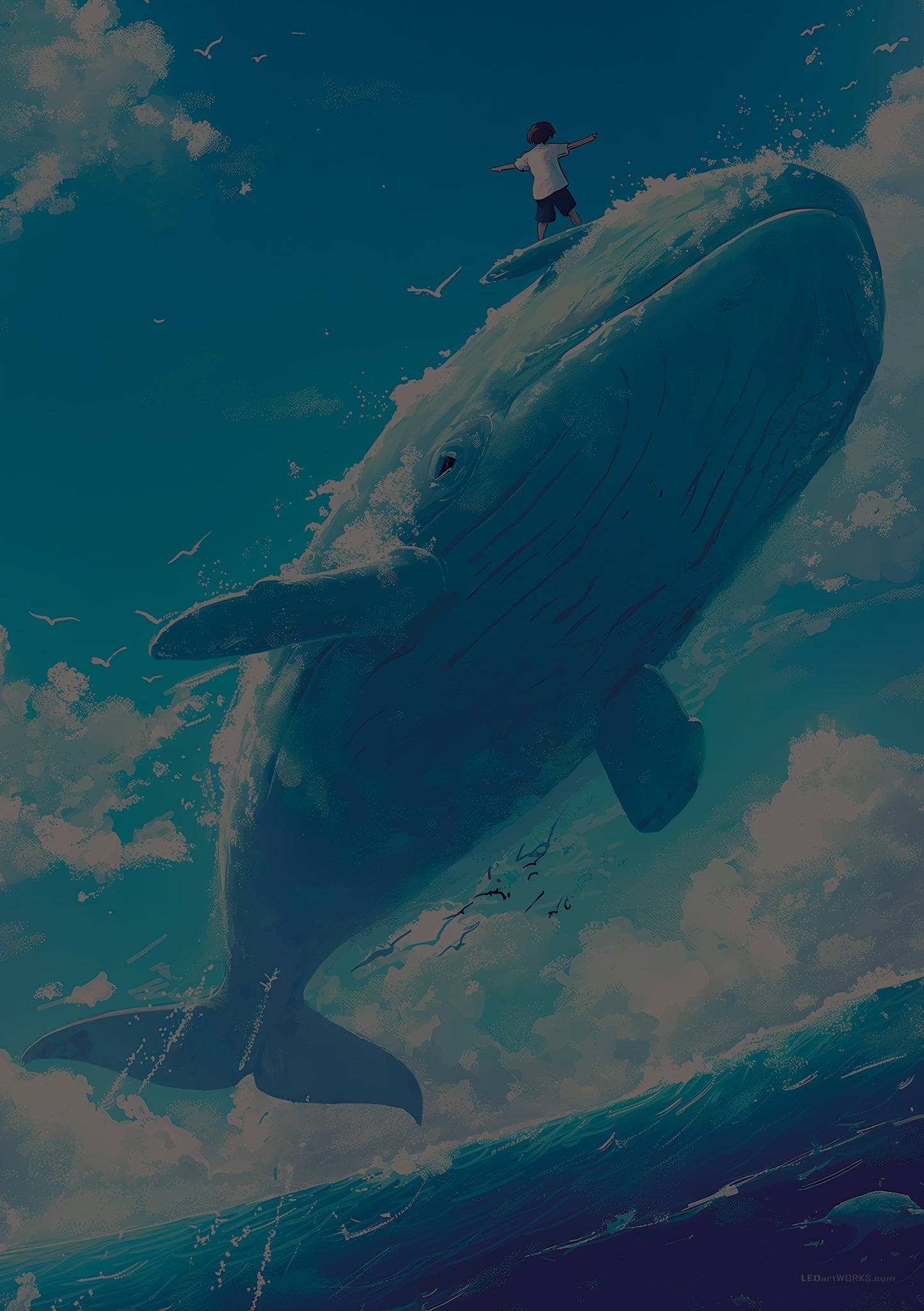 Boy and His Whale – Illuminated Wall Art