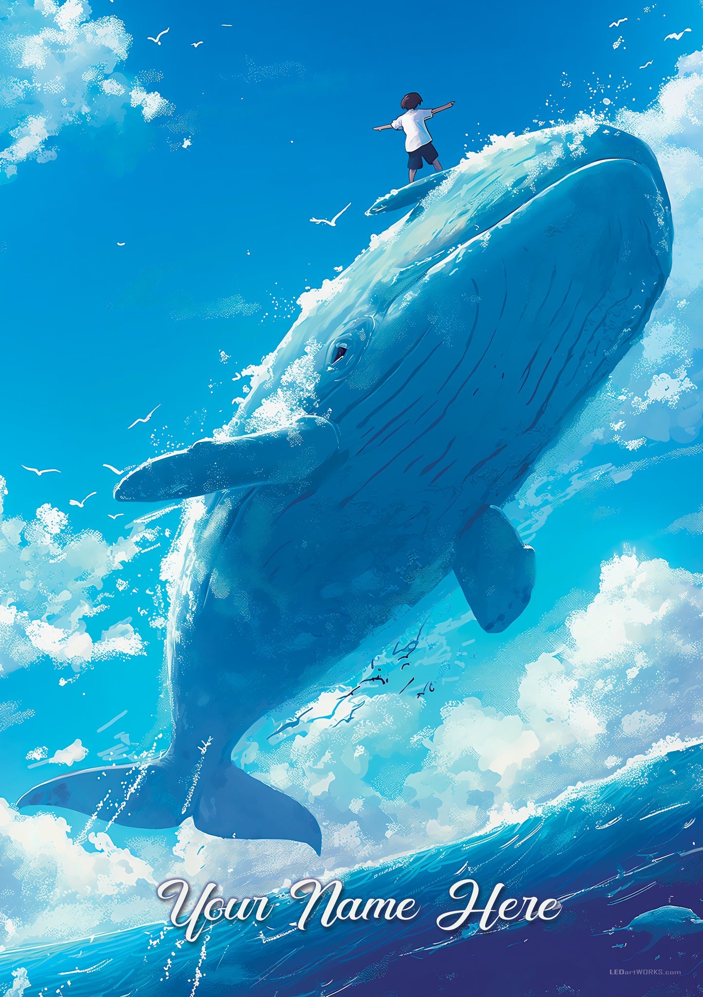 Boy and His Whale – Illuminated Wall Art
