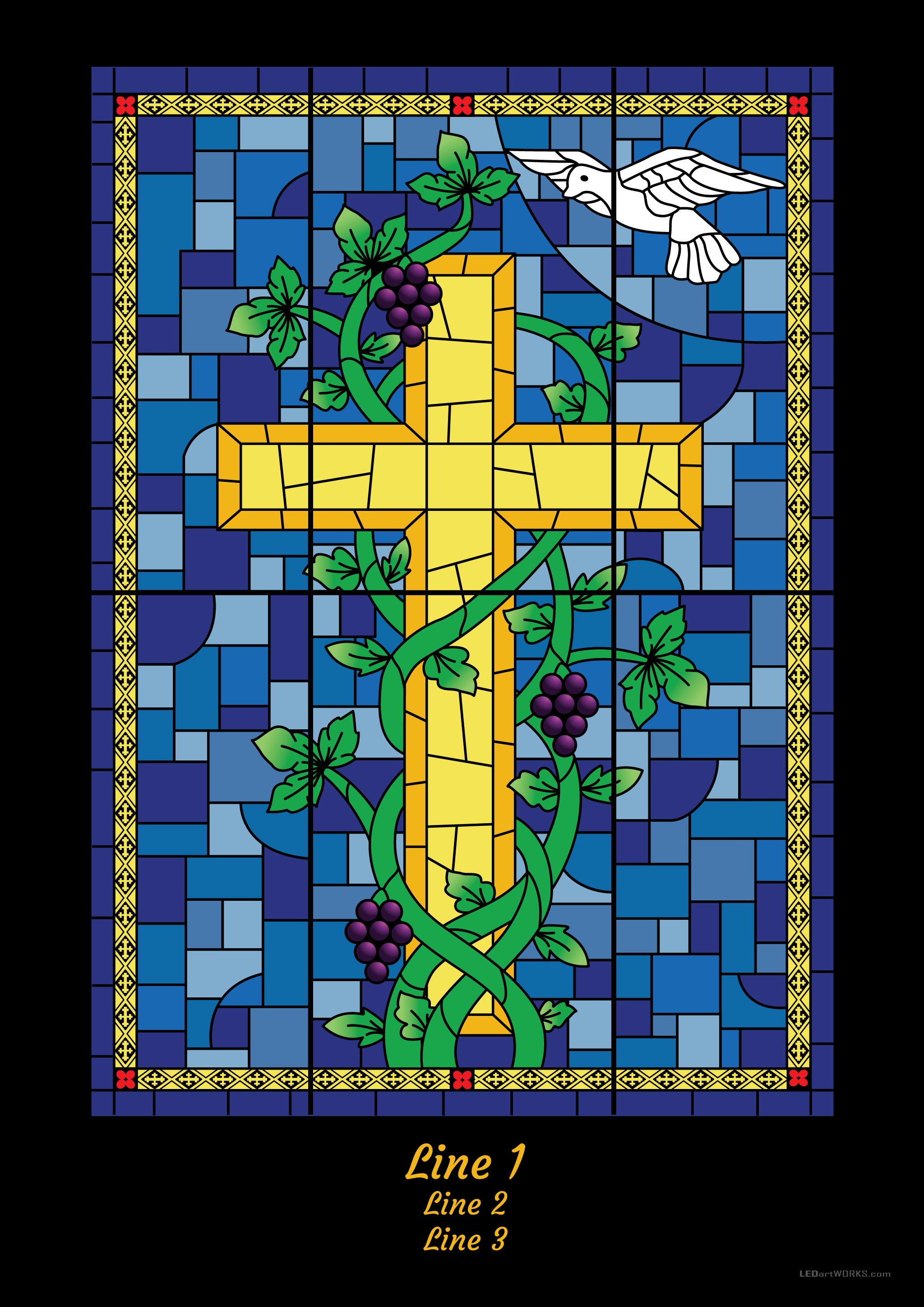 Cross LED Artwork – Stained Glass + Symbolism Edition