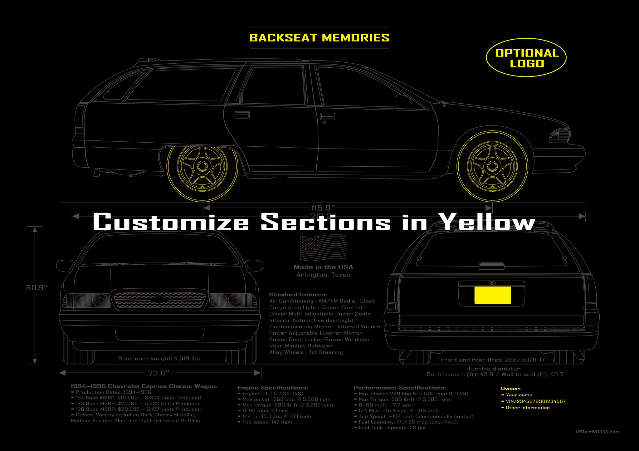 Backseat Memories – Illuminated Blueprint Wall Art