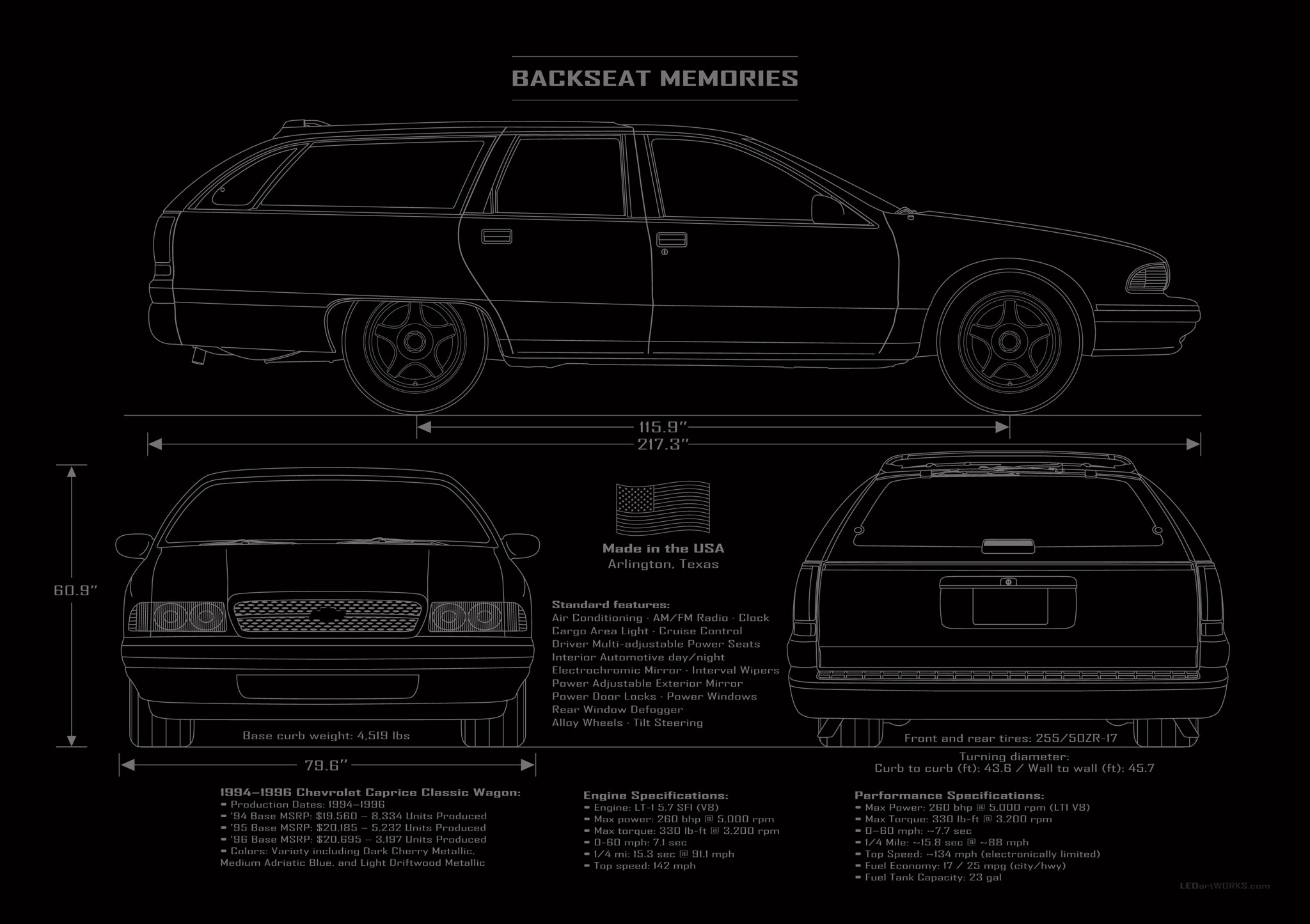 Backseat Memories – Illuminated Blueprint Wall Art