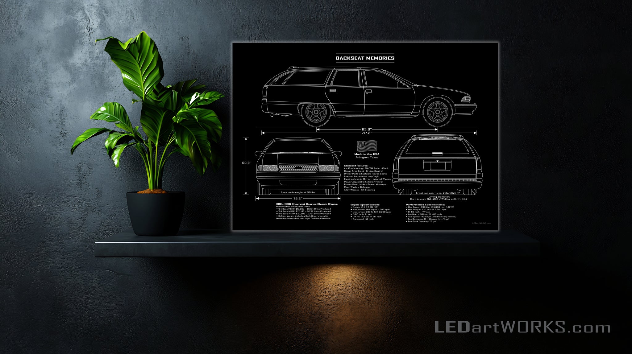 Backseat Memories – Illuminated Blueprint Wall Art