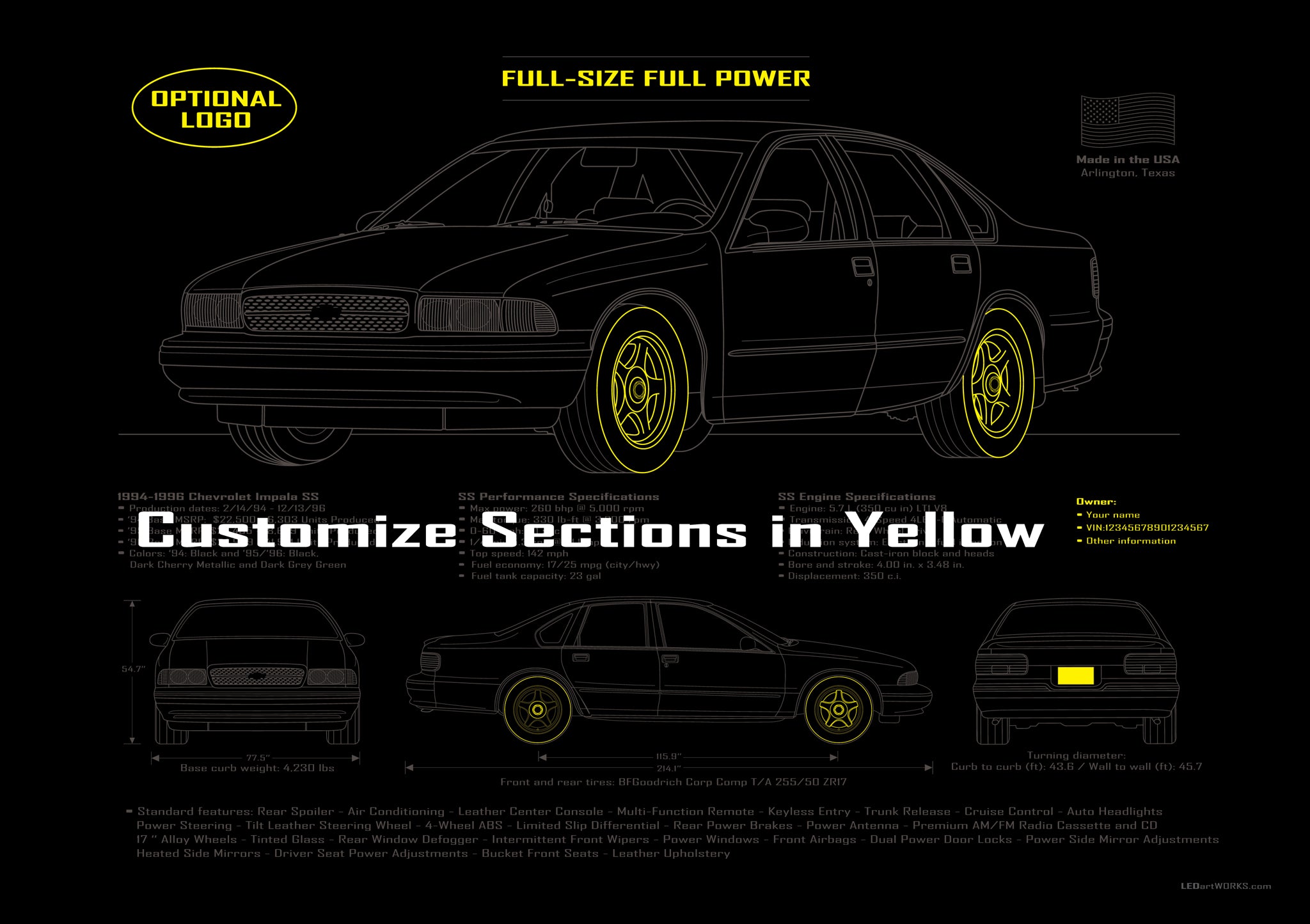 Full-Size Full Power – Illuminated Blueprint Wall Art