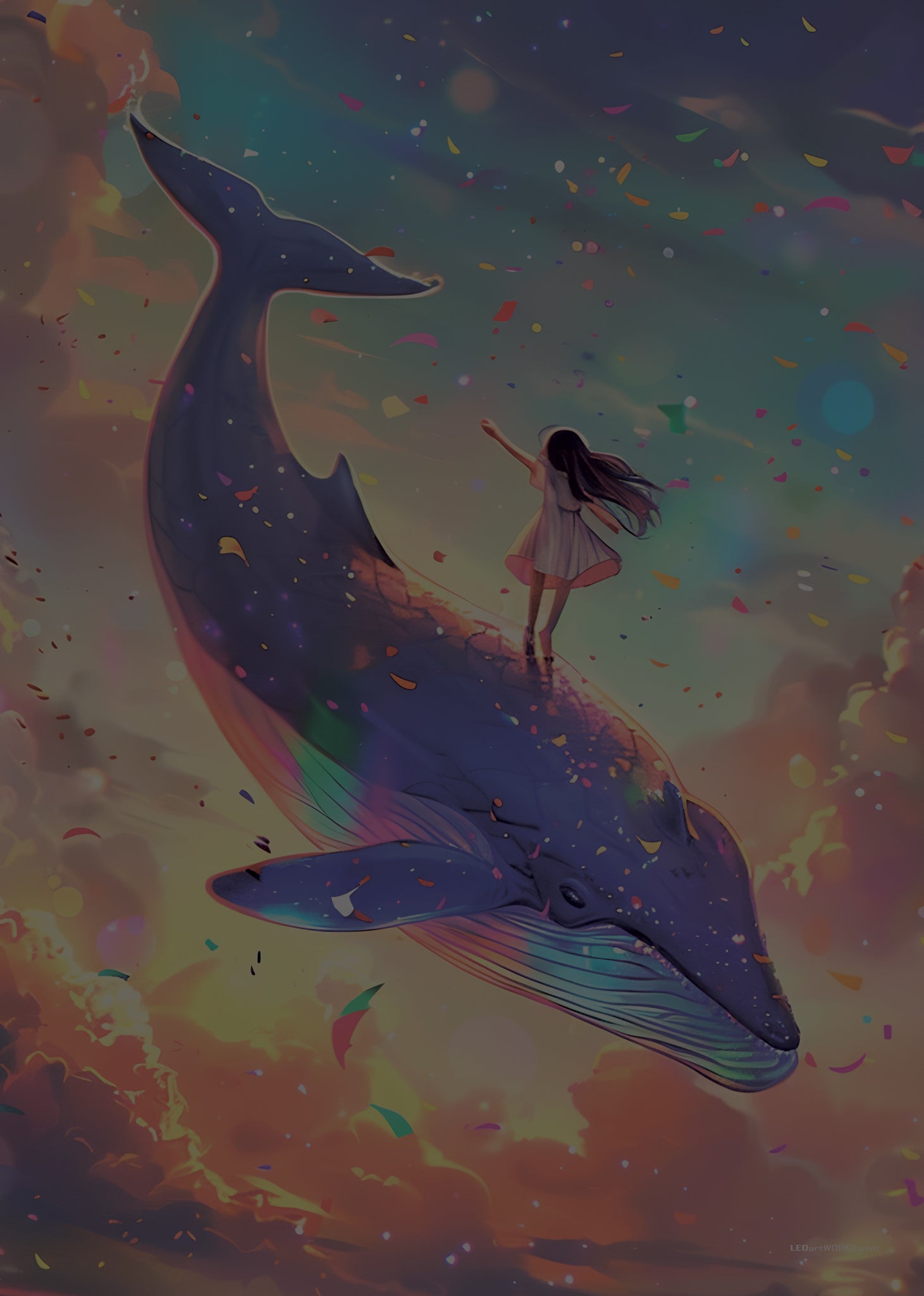 Girl and Her Whale – Illuminated Wall Art