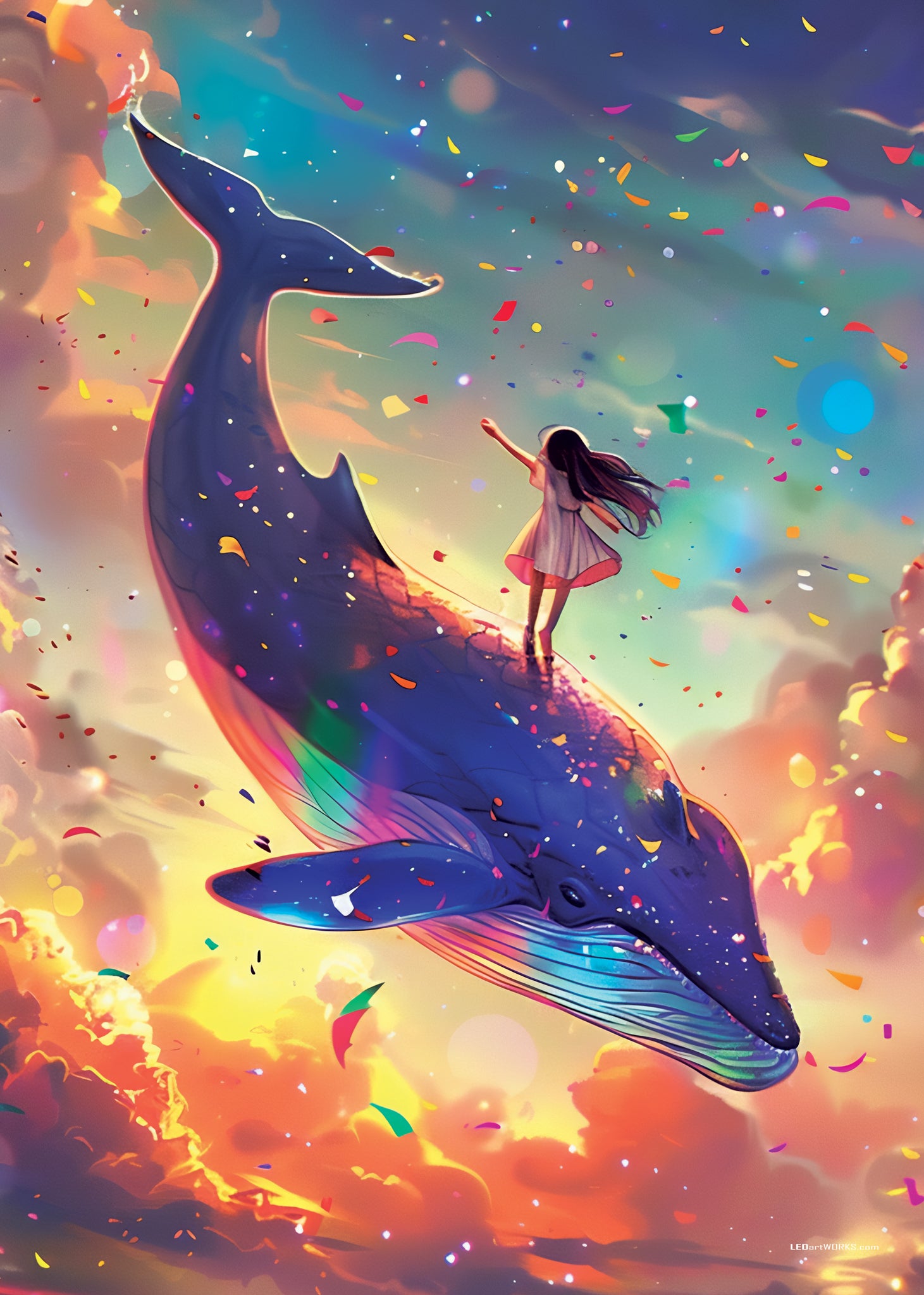 Girl and Her Whale – Illuminated Wall Art