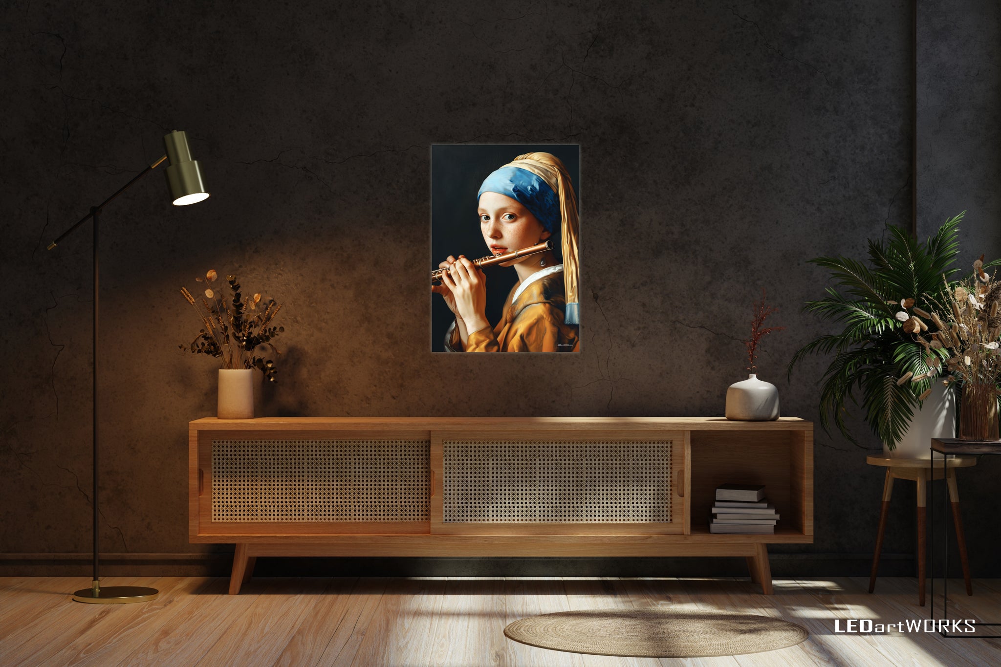 Girl with a Flute – Illuminated Fine Art Print