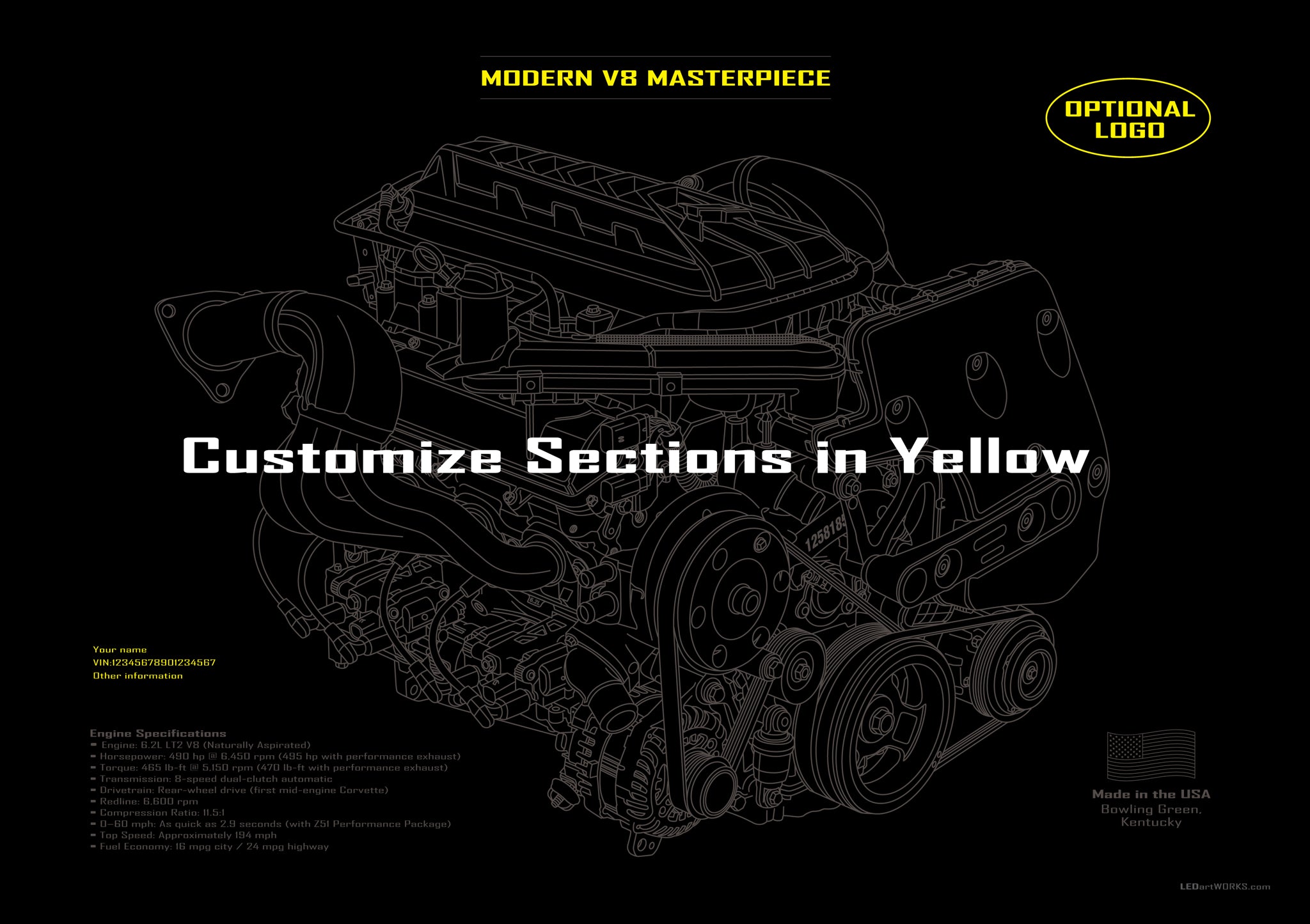 Modern V8 Masterpiece – Illuminated Art