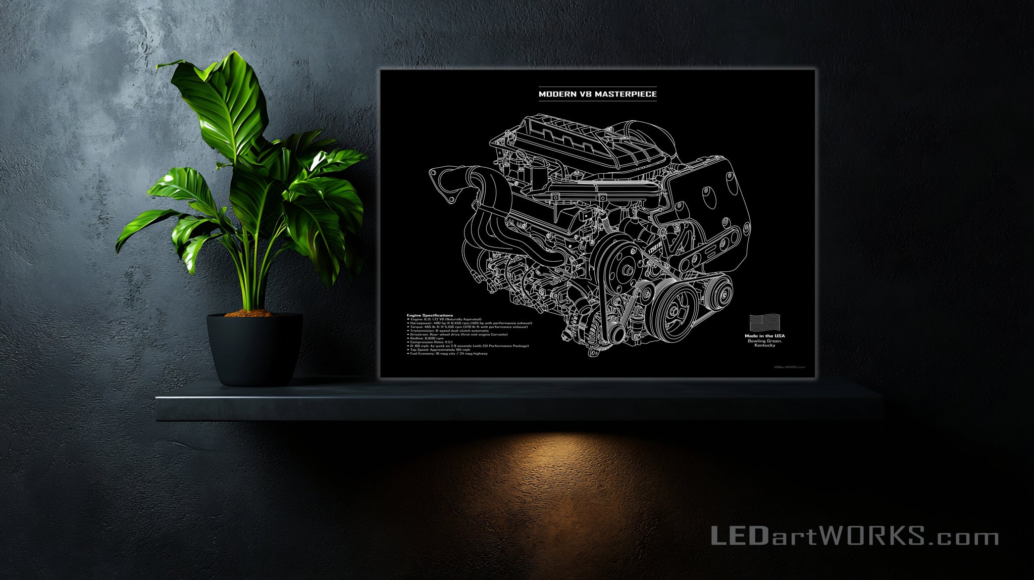 Modern V8 Masterpiece – Illuminated Art