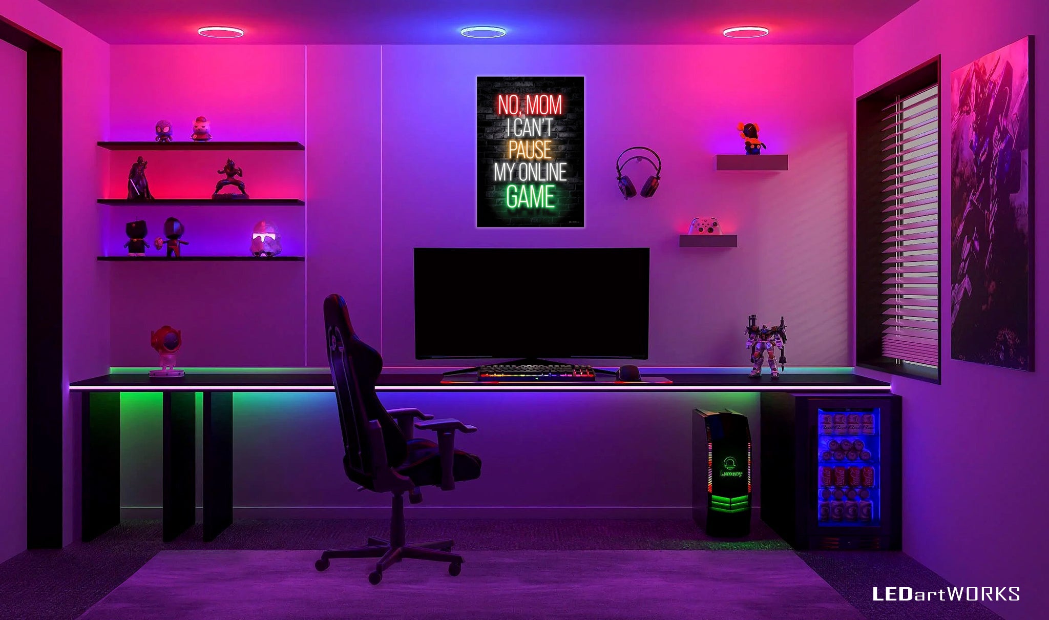 No, Mom I Can’t Pause My Online Game – Illuminated Wall Art