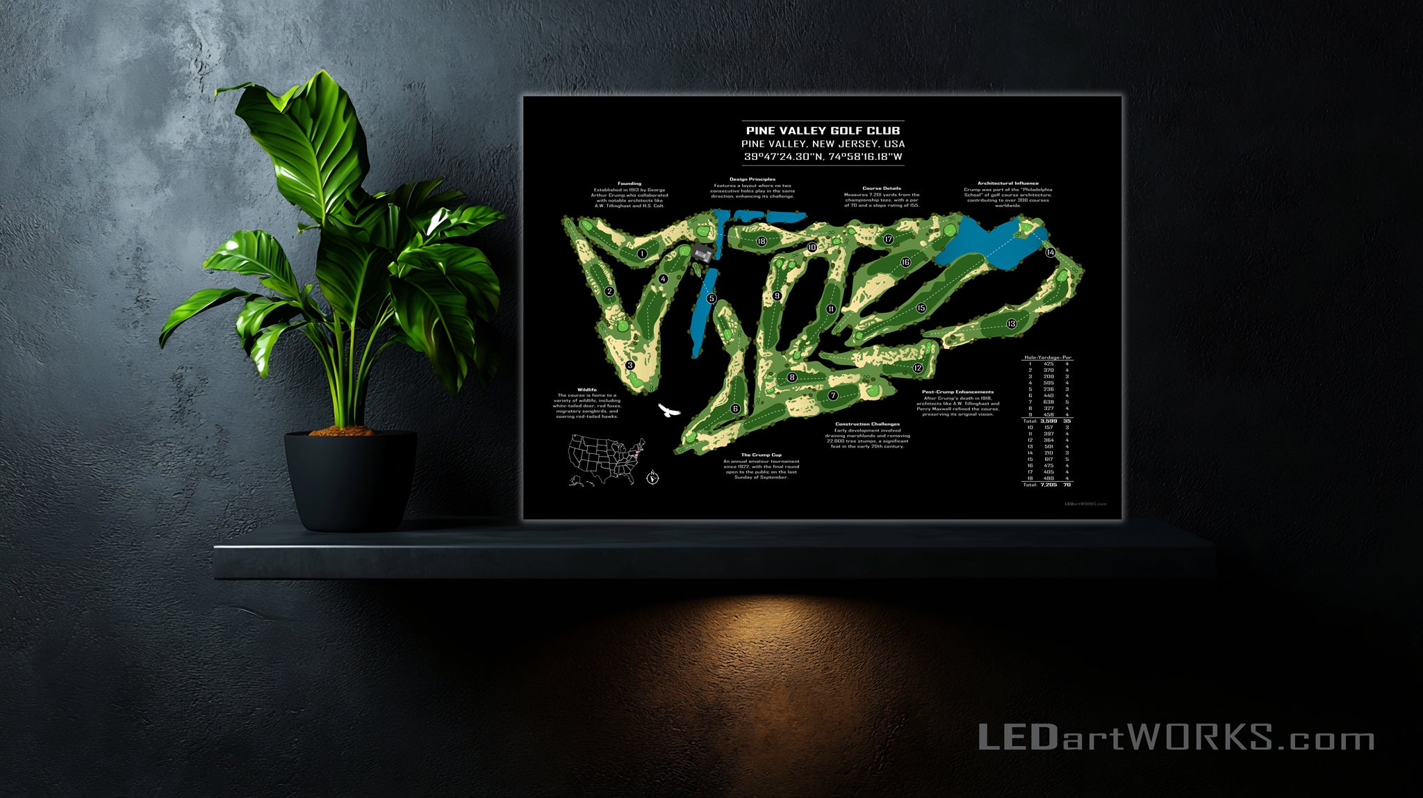 Designed to Punish, Built to Admire – Illuminated Golf Course Map Art