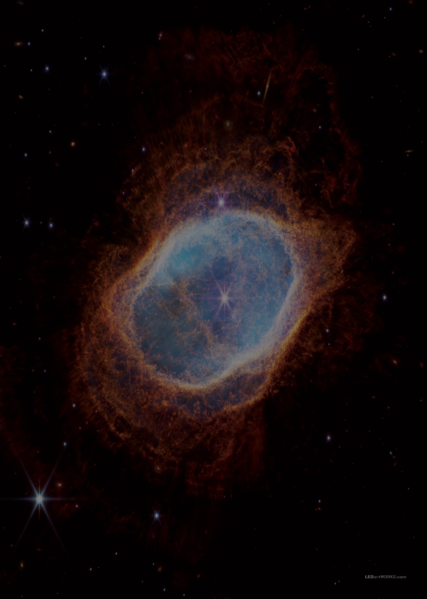 Southern Ring Nebula – Illuminated Deep-Space Phenomenon Art