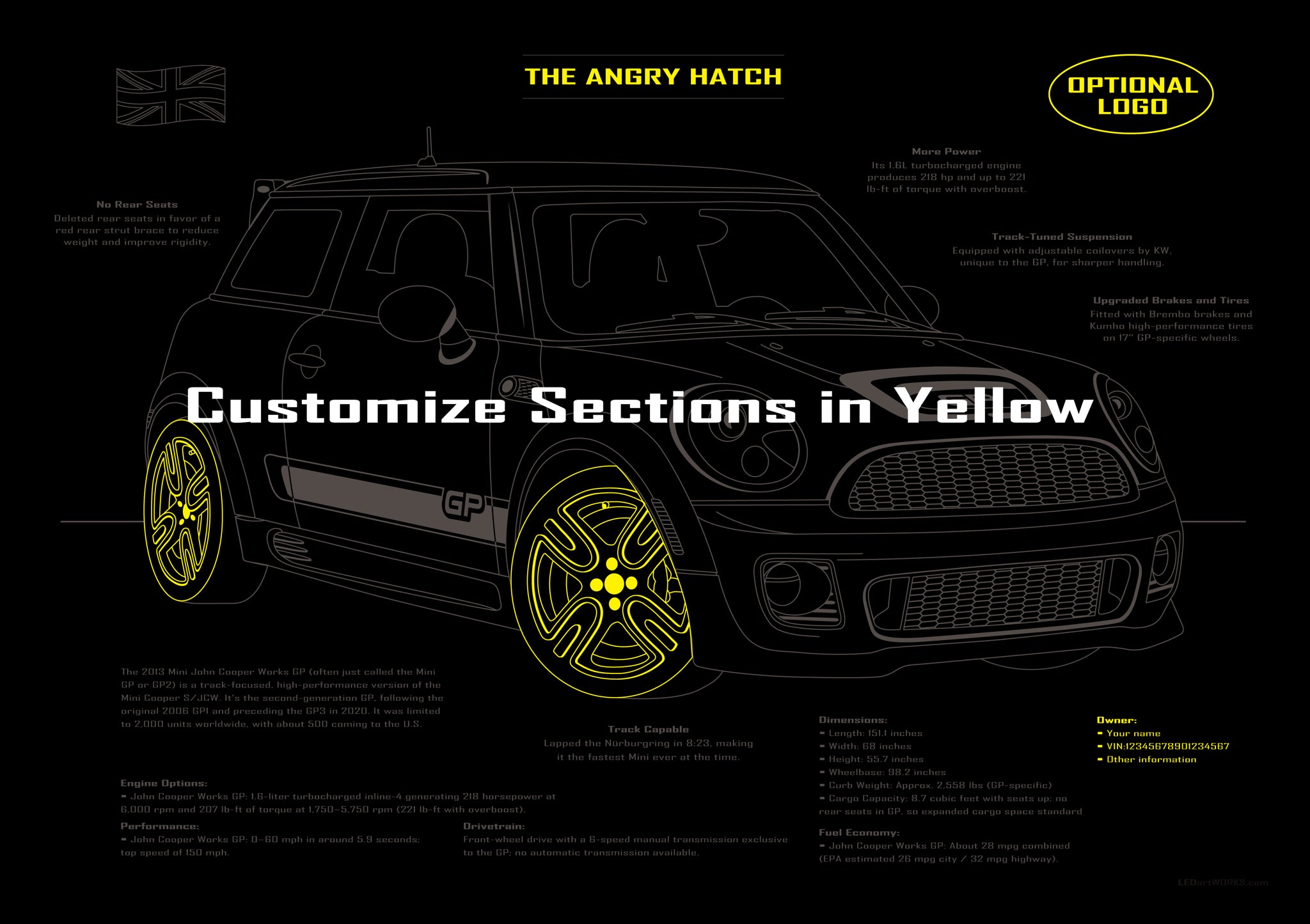 The Angry Hatch – Illuminated Blueprint Wall Art