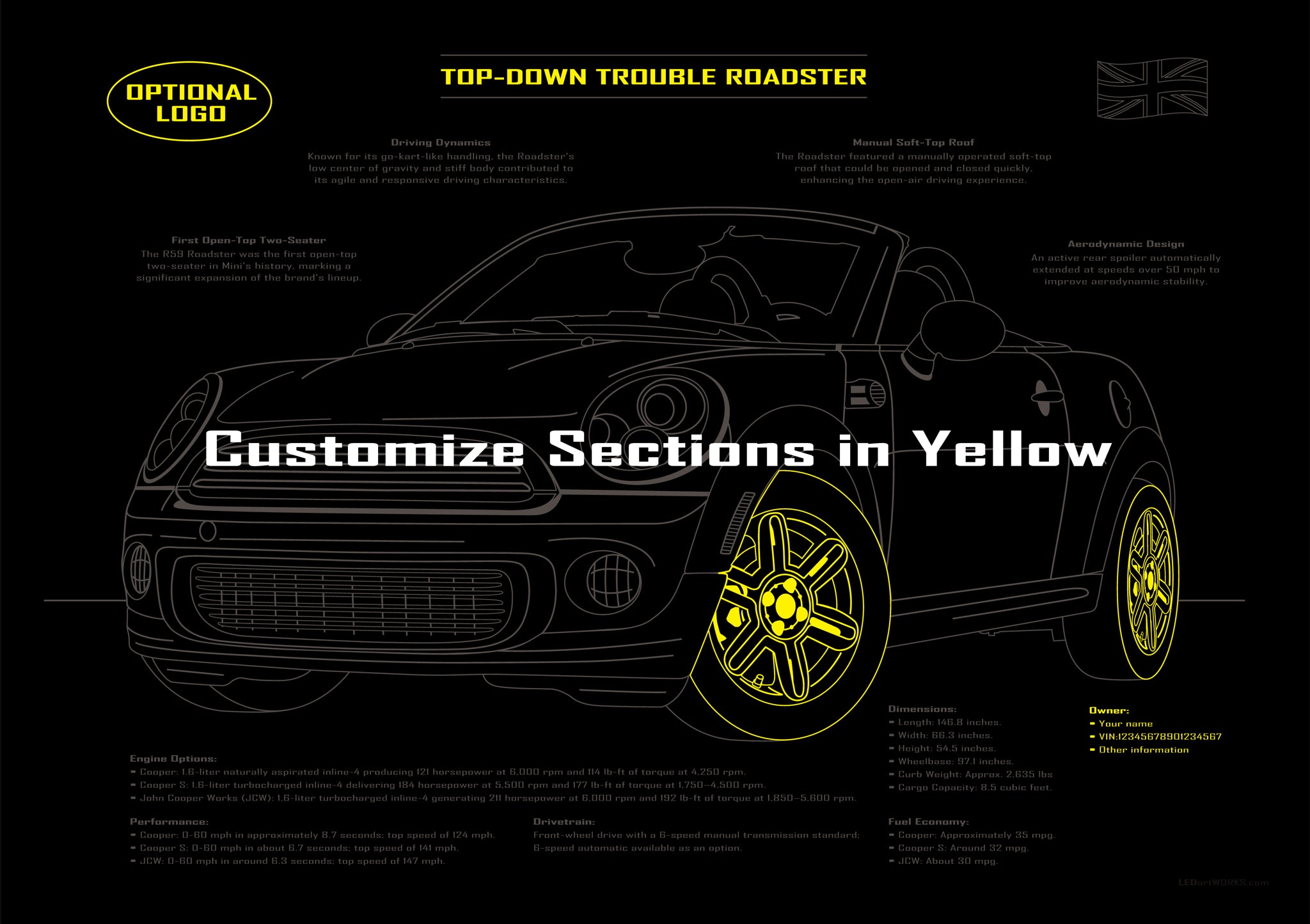 Top-Down Trouble – Illuminated Blueprint Wall Art
