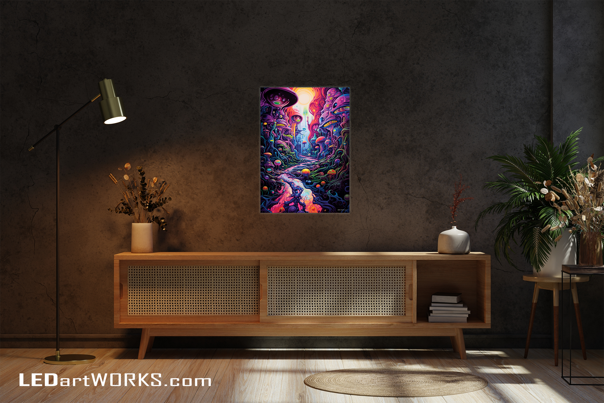The Myco Passage – Illuminated Surreal Fungal World Art