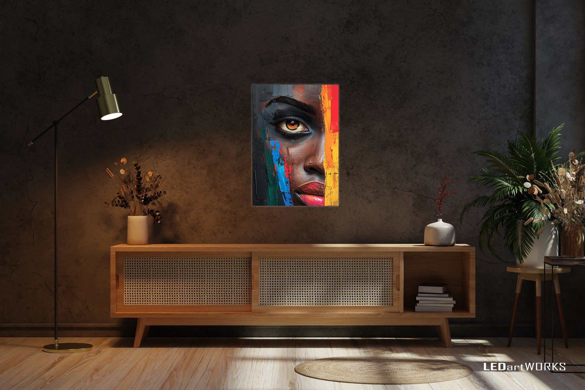 Through Fire and Color – Illuminated Wall Art
