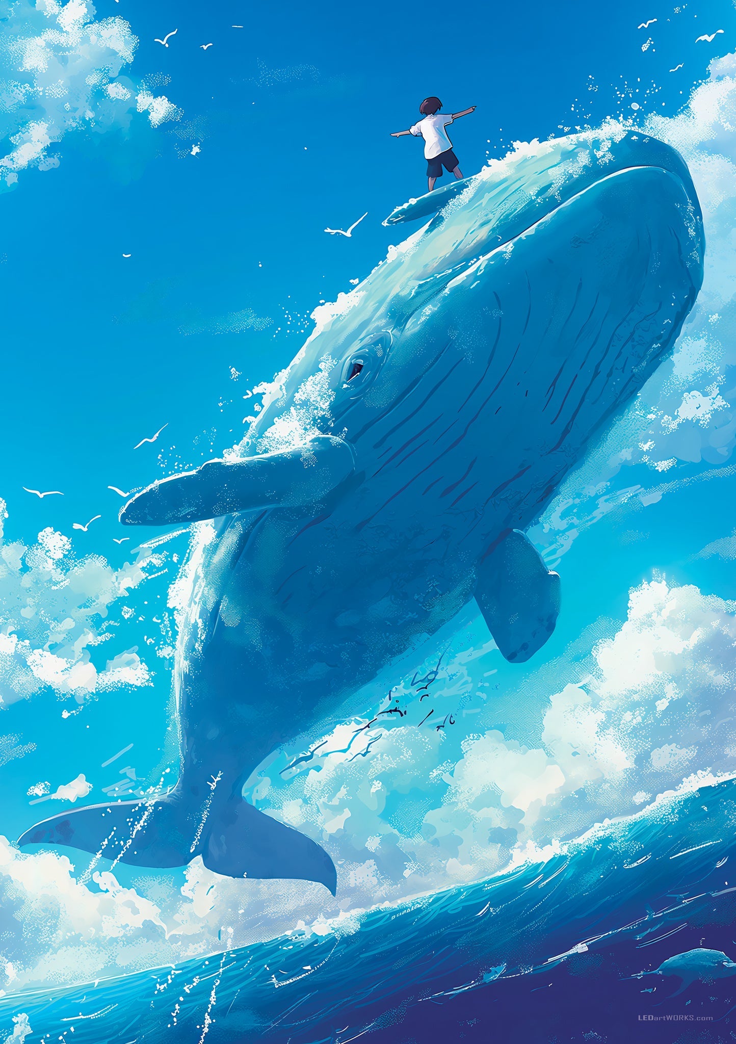Boy and His Whale – Illuminated Wall Art