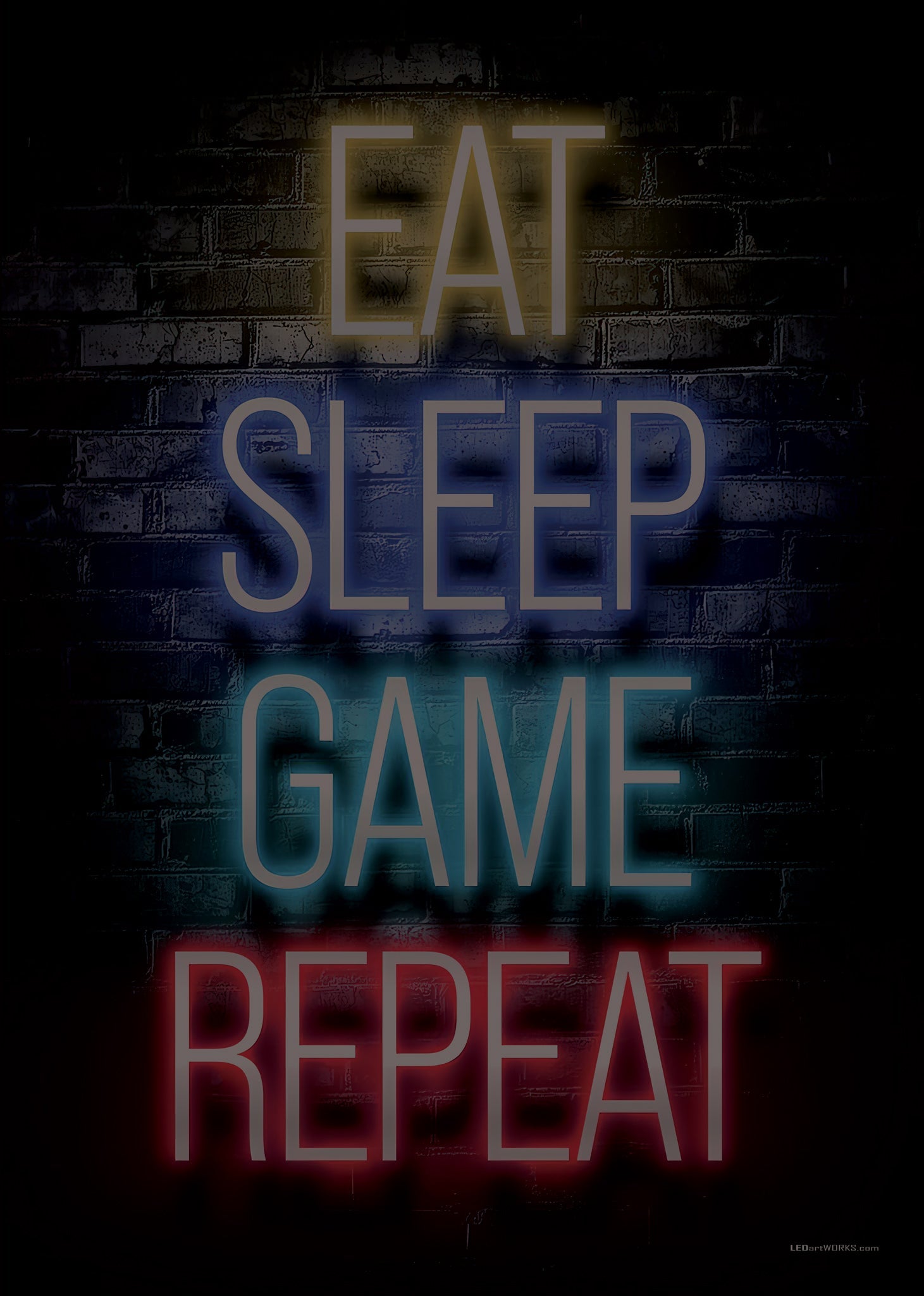 Eat Sleep Game Repeat – Illuminated Wall Art