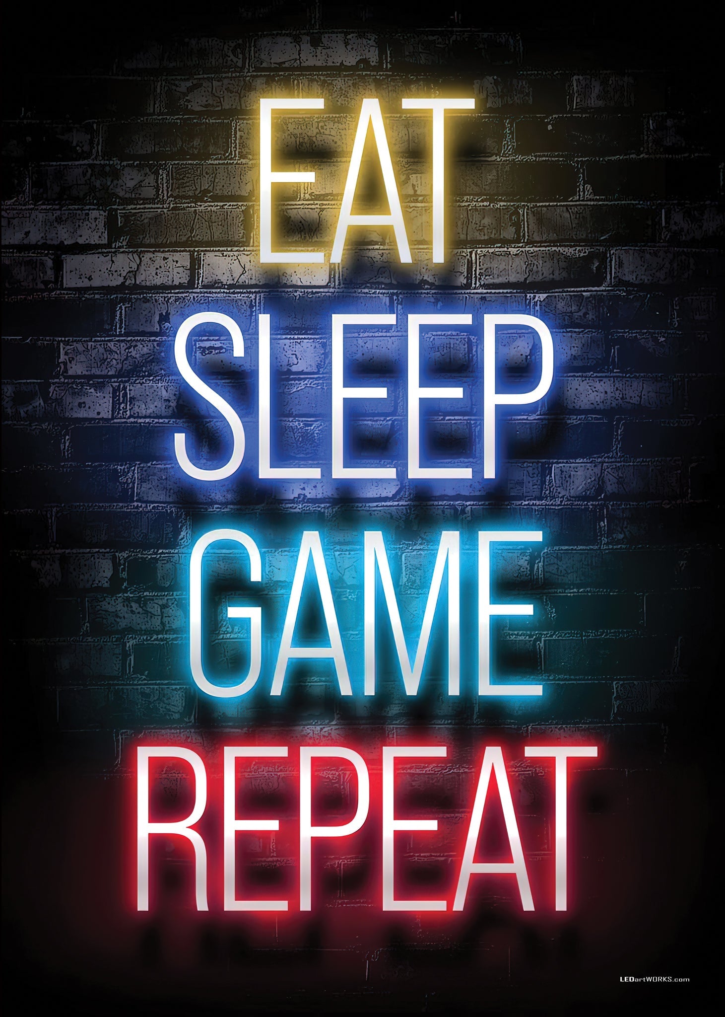 Eat Sleep Game Repeat – Illuminated Wall Art