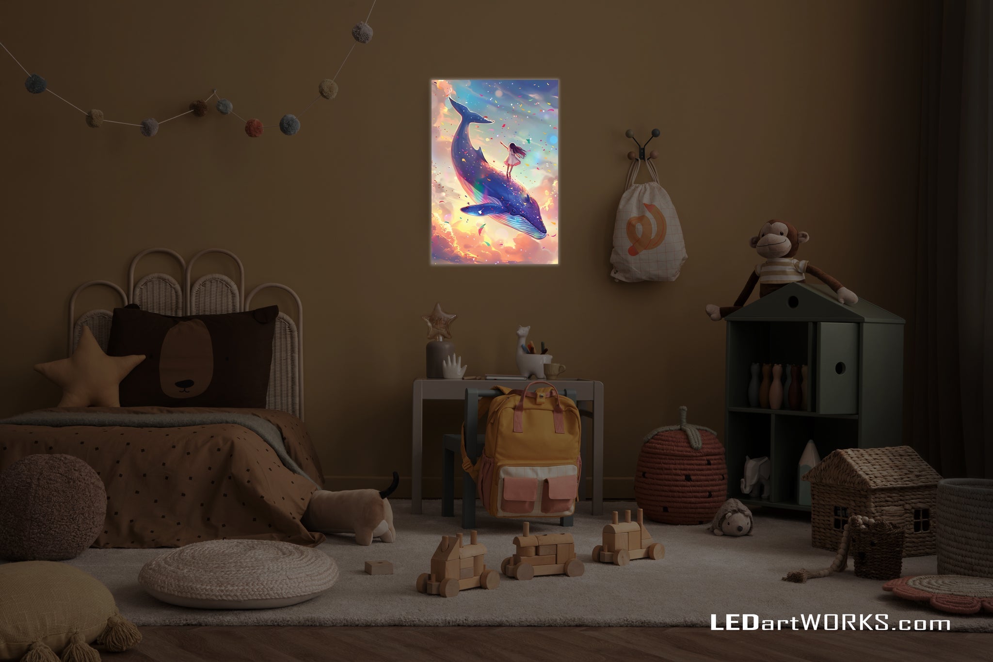 Girl and Her Whale – Illuminated Wall Art