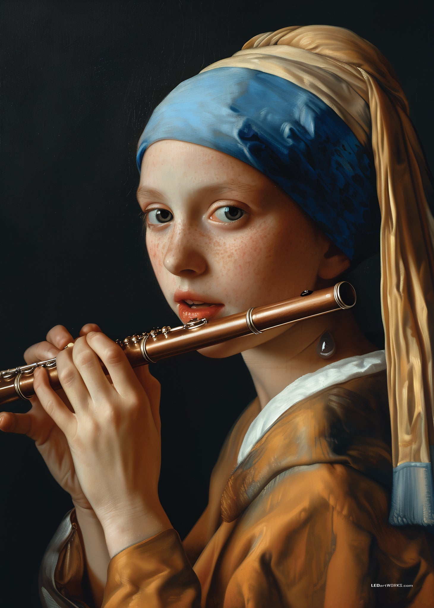 Girl with a Flute – Illuminated Fine Art Print