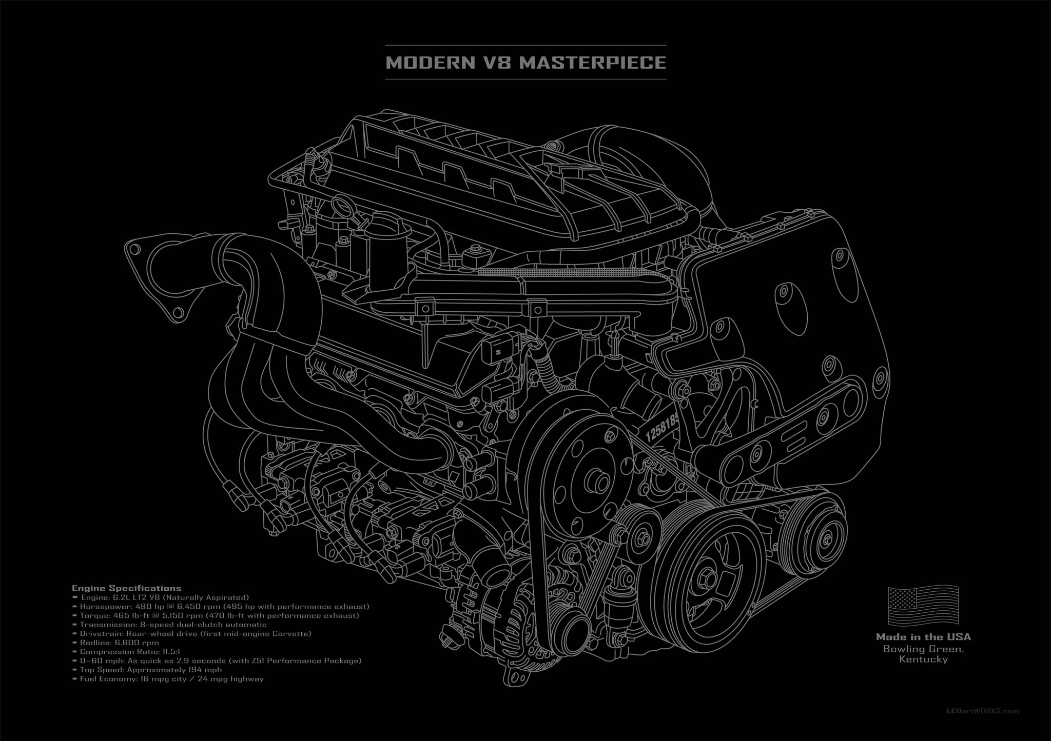 Modern V8 Masterpiece – Illuminated Art