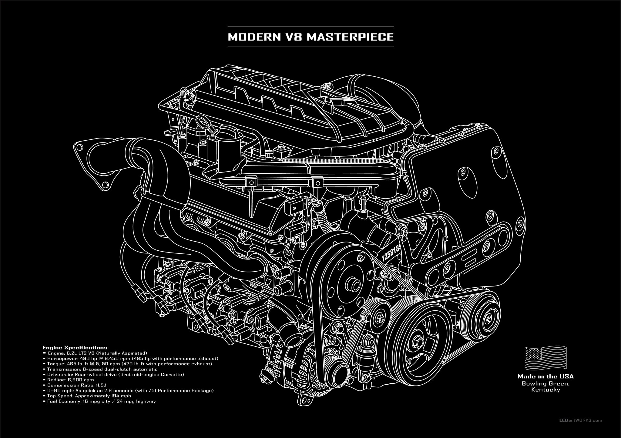 Modern V8 Masterpiece – Illuminated Art