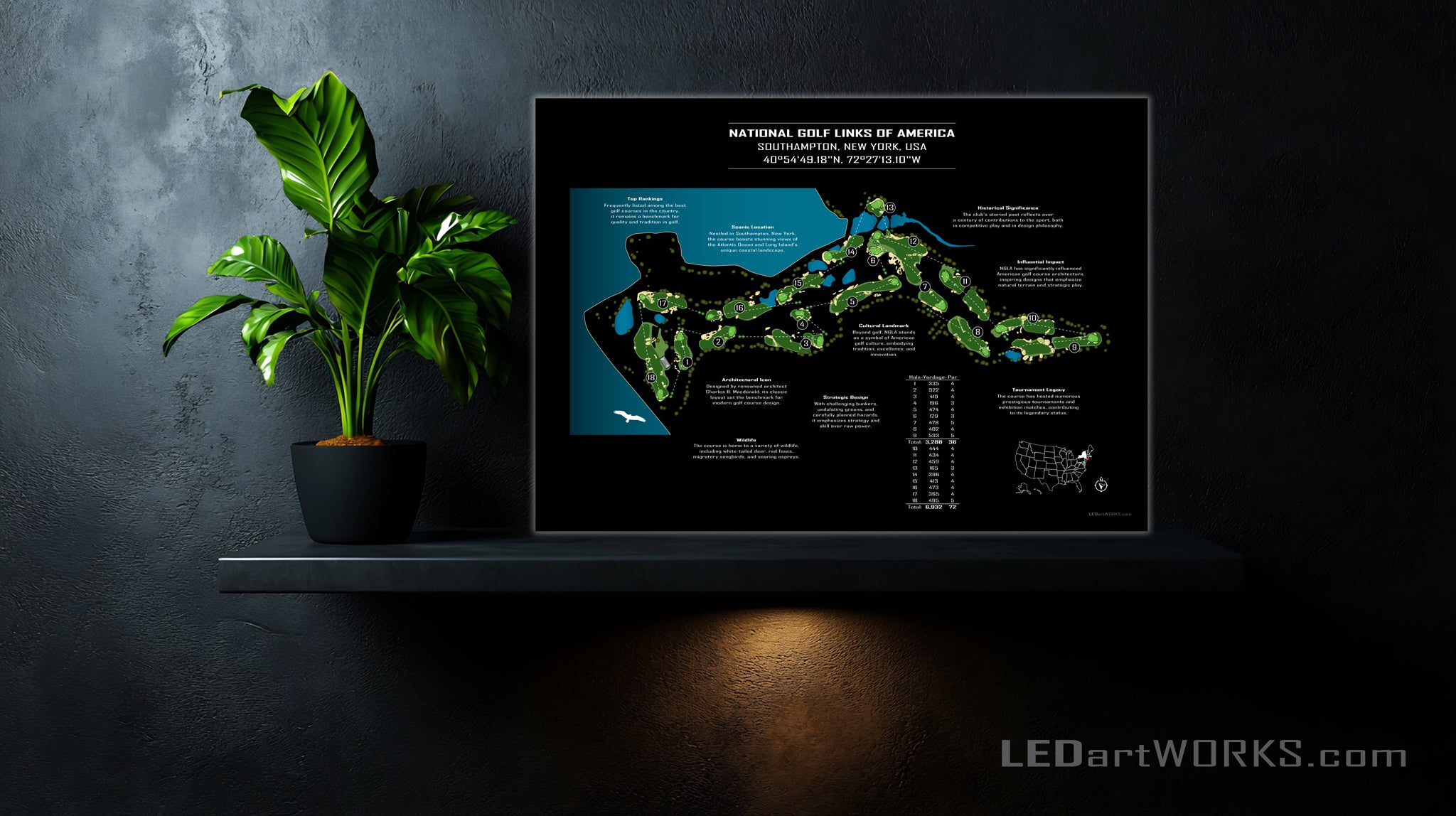 The Architect’s Blueprint – Illuminated Golf Course Map Art