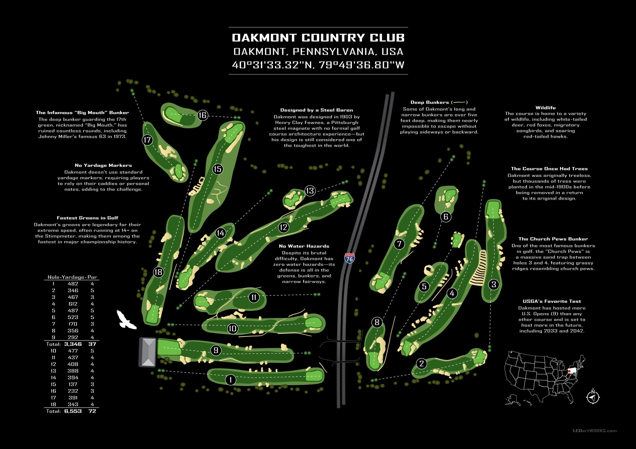 Precision Required, Mercy Denied – Illuminated Golf Course Map Art