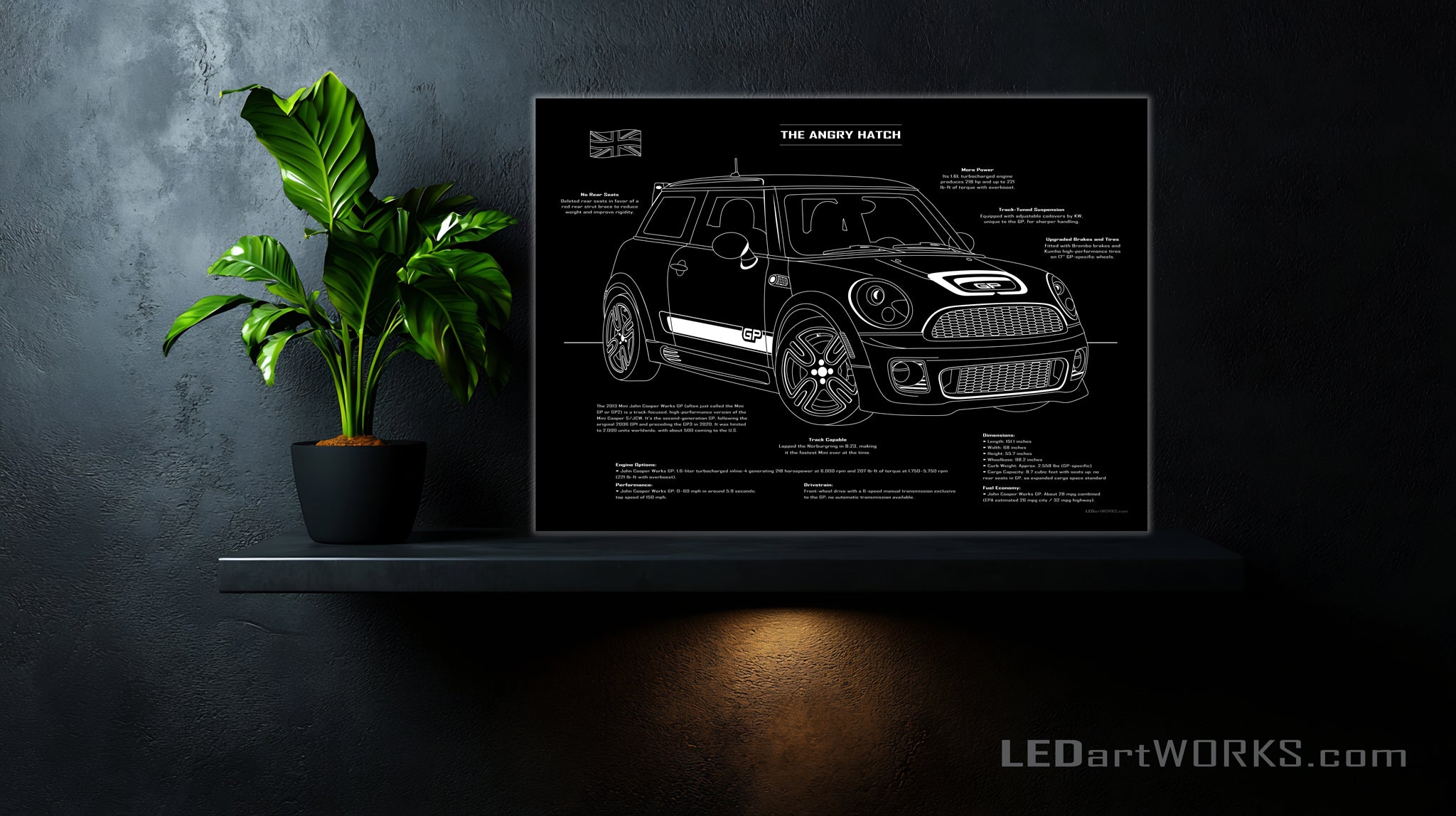 The Angry Hatch – Illuminated Blueprint Wall Art