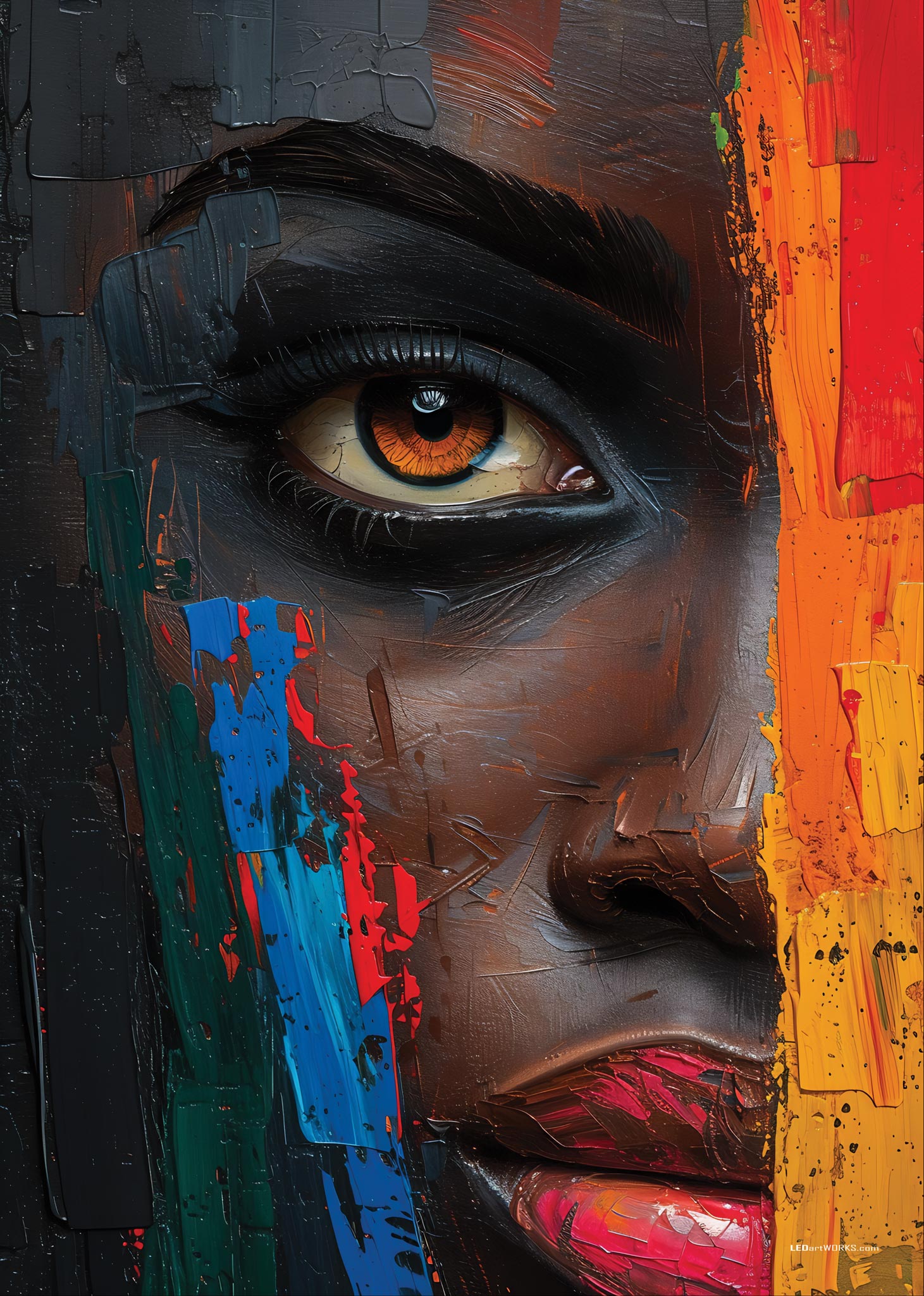 Through Fire and Color – Illuminated Wall Art