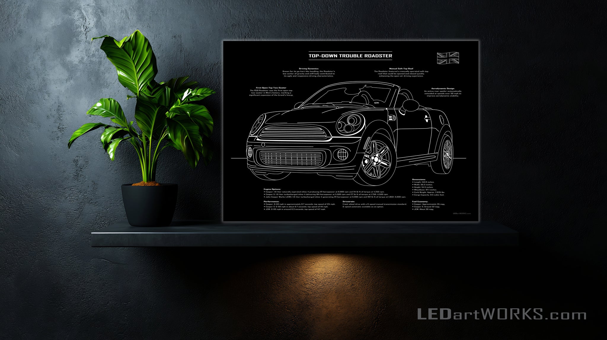 Top-Down Trouble – Illuminated Blueprint Wall Art