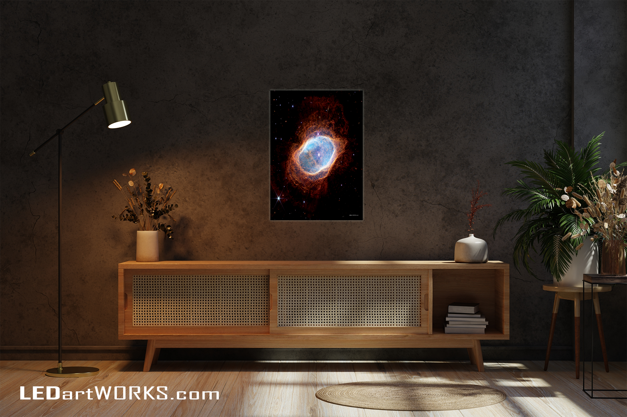 Southern Ring Nebula – Illuminated Deep-Space Phenomenon Art