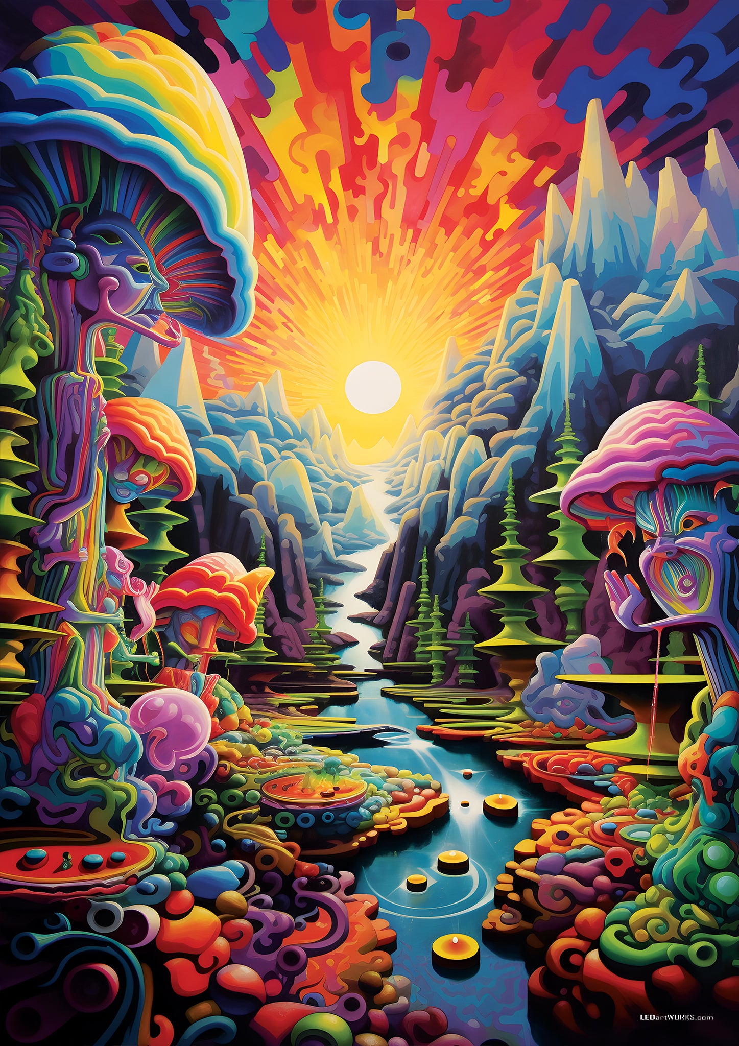 The Blooming Divine – Illuminated Psychedelic Landscape Art