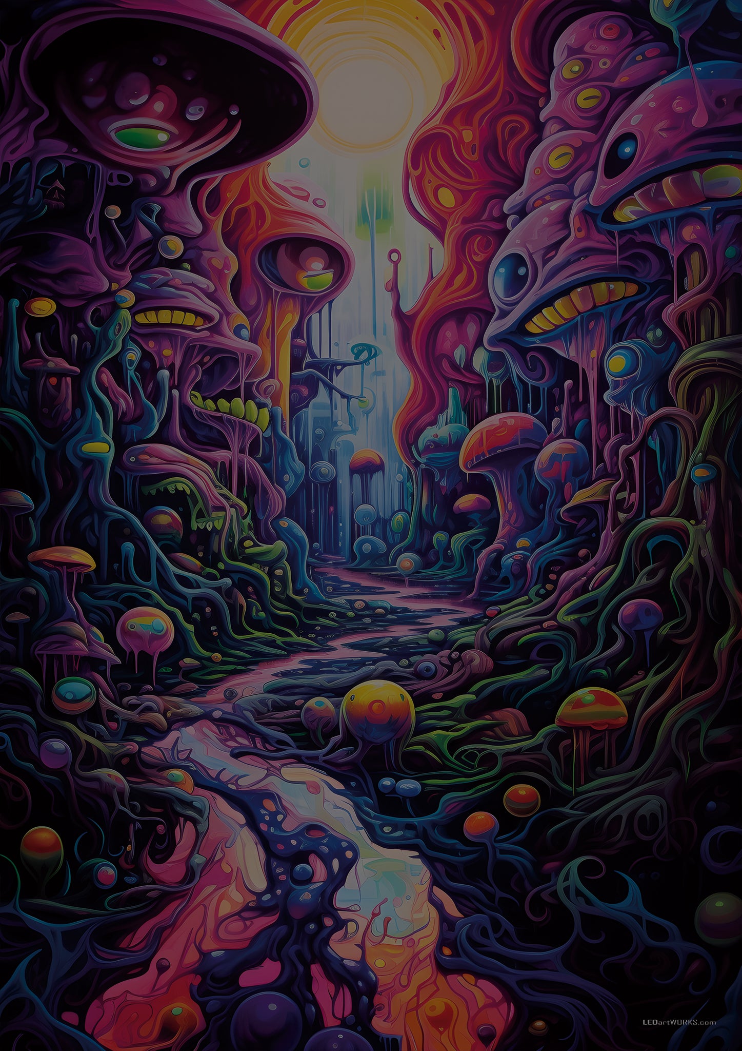 The Myco Passage – Illuminated Surreal Fungal World Art
