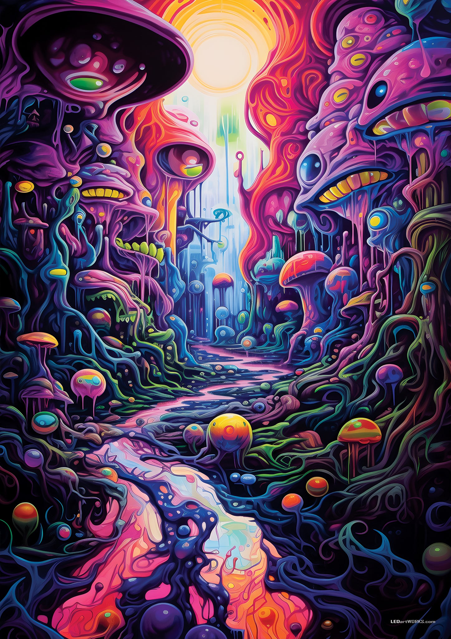 The Myco Passage – Illuminated Surreal Fungal World Art